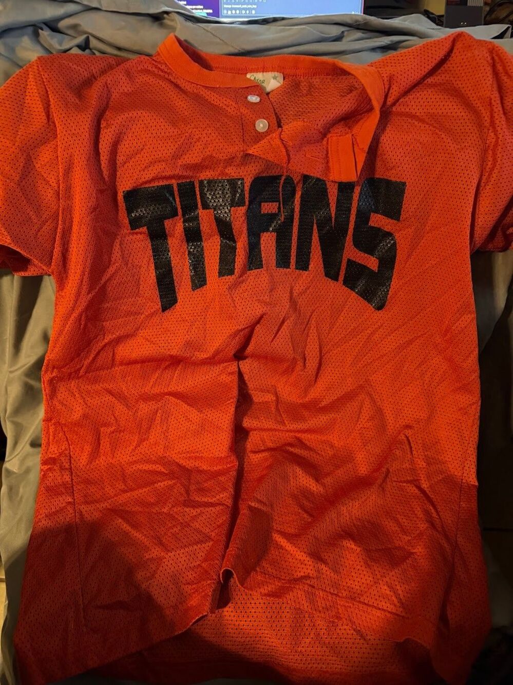 Vintage Titans #6 Mesh Jersey Gator Made USA Adult Large Orange Black
